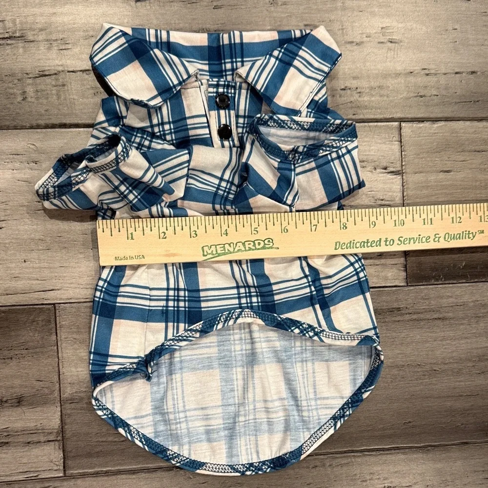 NWOT Blue Plaid Dog Shirt